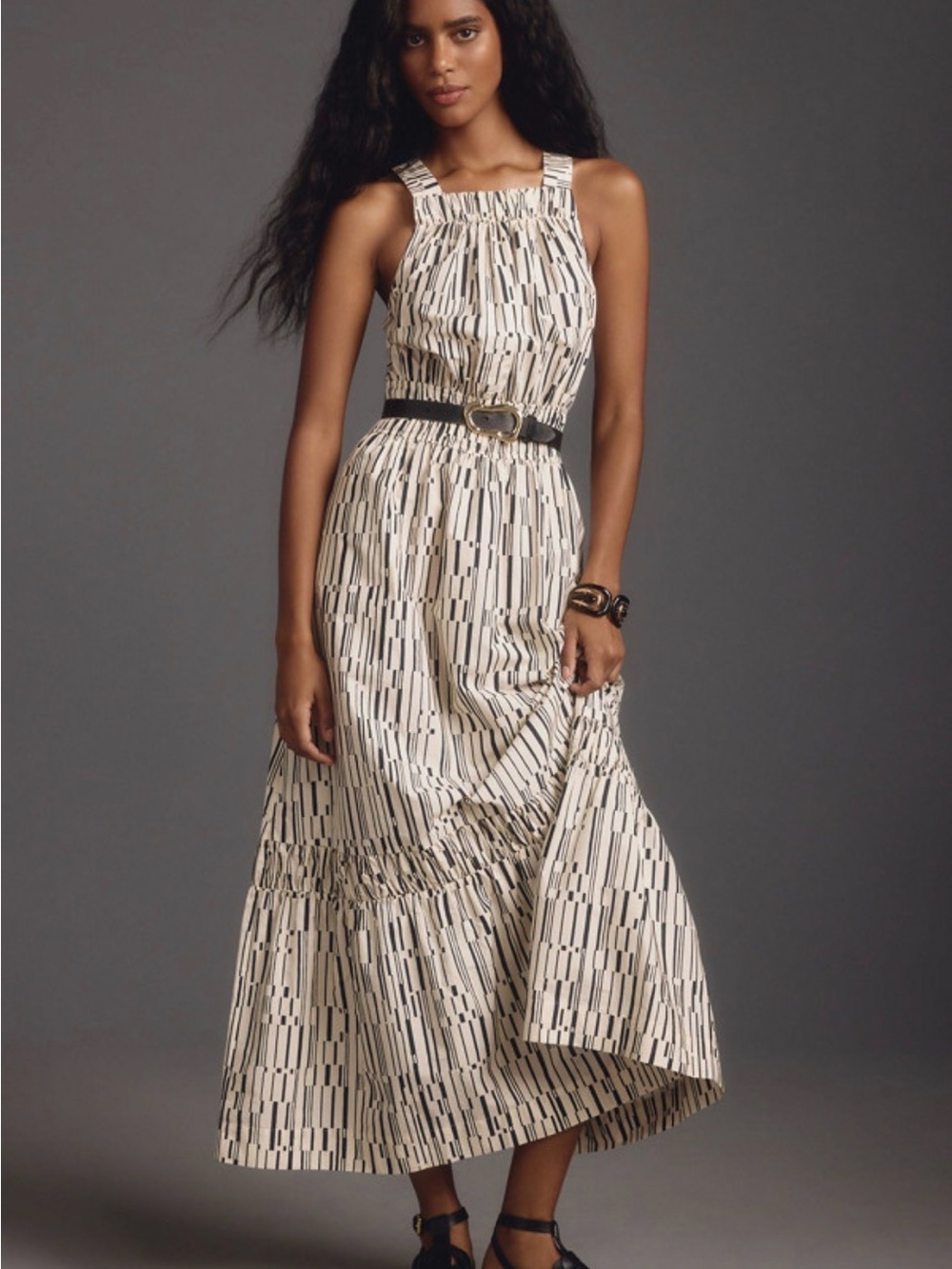 Anthropologie The Somerset Maxi Dress Poplin Halter Edition Size Small Tiered